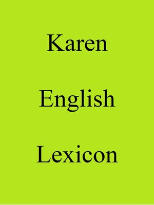 cover image of Karen English Lexicon